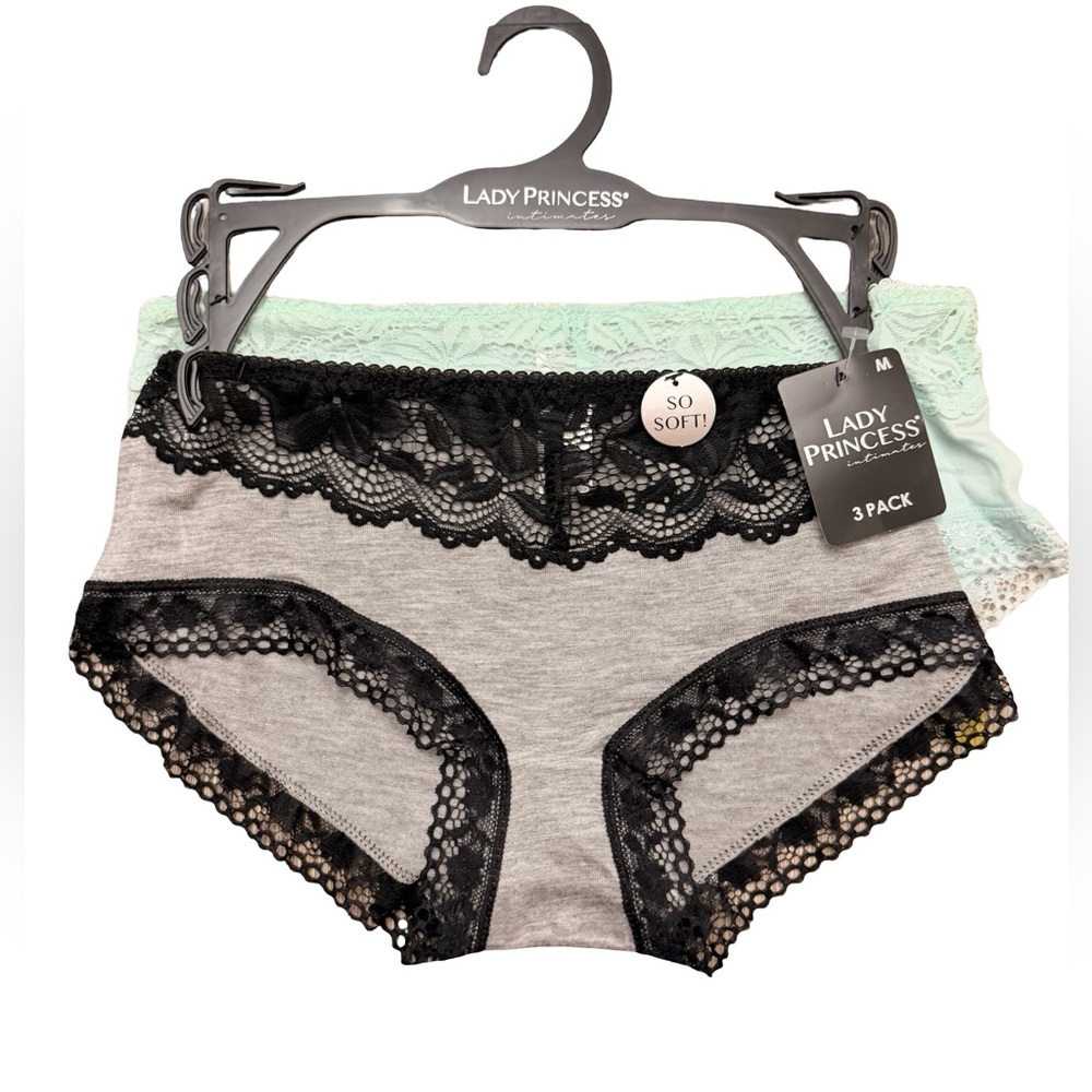 Lady Princess Medium Lace Trim Bottoms - Gray and Mint (2 pair only)